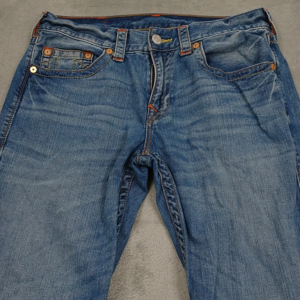 True Religion Jeans Mens 33 Blue Denim Skinny Old Multi Wheat Preppy
